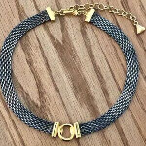 Elegant Gold and Silver Mesh Necklace
